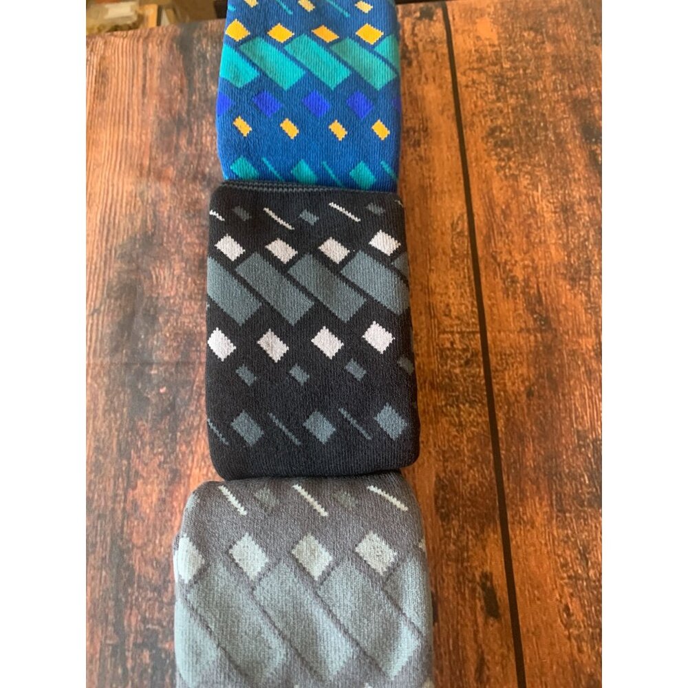 Mens Ski Socks Set Of 3 Pairs With Argyle & Geometric Patterns Fully Cushioned W